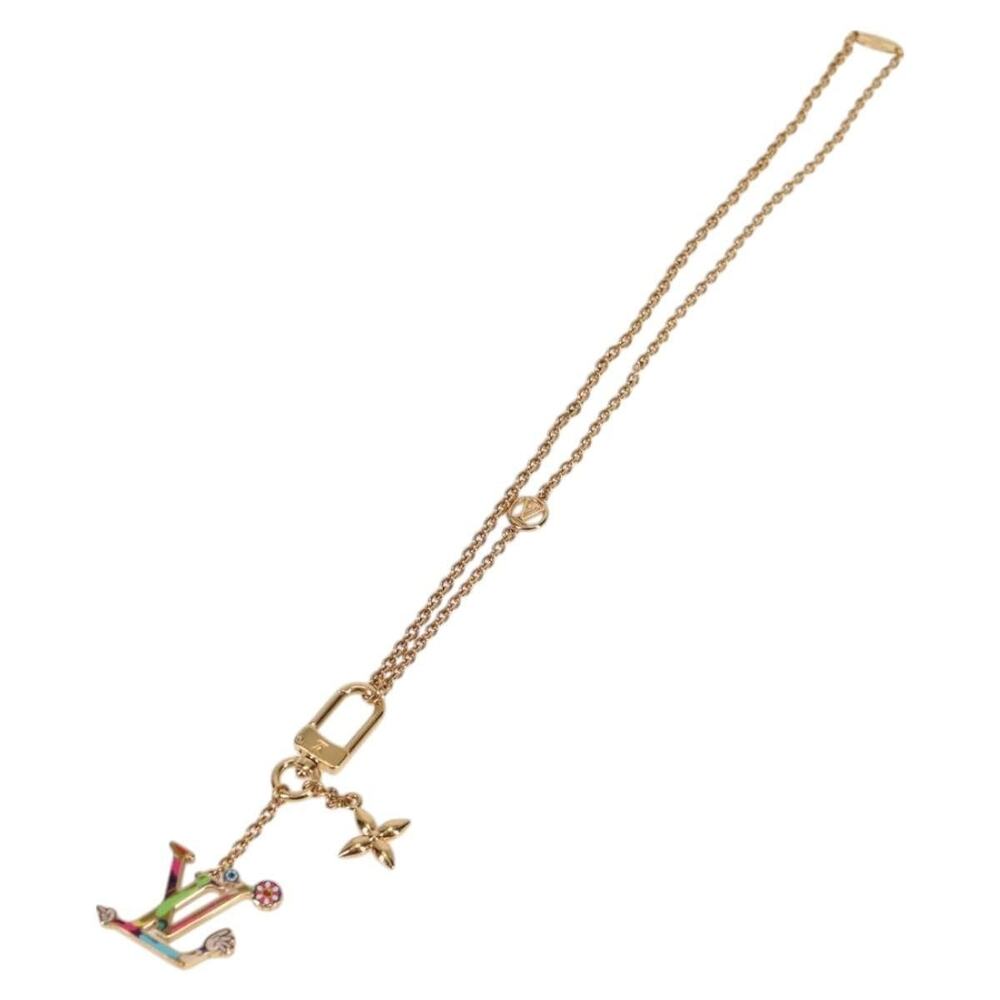Louis Vuitton Lvxtm 2 Necklace Super Flat Metal Gold Tone